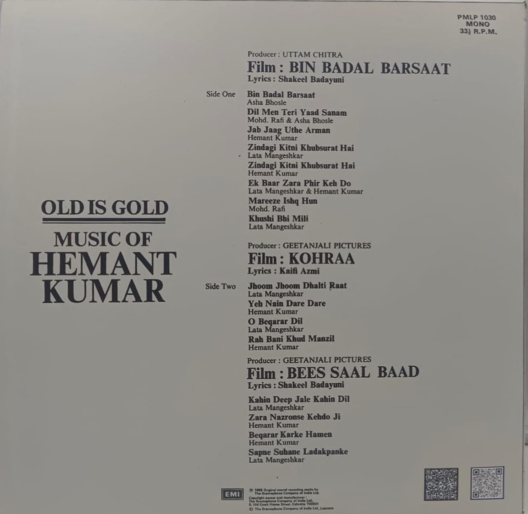 Hemant Kumar - Old Is Gold - Music Of - PMLP 1030 - CR - (90-95%) - Film Hits LP Vinyl Record Hemant Kumar - Old Is Gold - Music Of - PMLP 1030 - CR - (90-95%) - Film Hits LP Vinyl Record