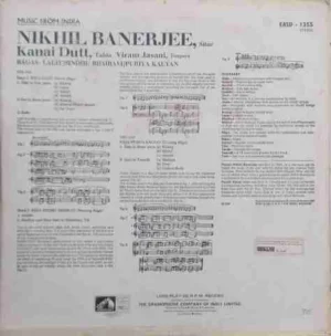 Nikhil Banerjee - Music From India - EASD 1355 - (Condition 90-95%) - LP Record