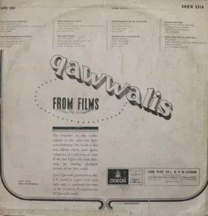 Qawwalis From Films - 3AEX 5316 - (Condition – 80-85%) – Film Hits LP Vinyl Record