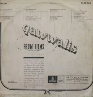 Qawwalis From Films - 3AEX 5316 - (Condition - 75-80%) - Odeon - Film Hits LP Vinyl Record