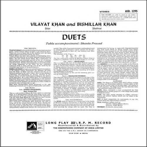 Vilayat Khan And Bismillah Khan - ASD 2295 - HMV Red Label - Indian Classical Instrumental LP Vinyl Record Vilayat Khan And Bismillah Khan - ASD 2295 - HMV Red Label - Indian Classical Instrumental LP Vinyl Record