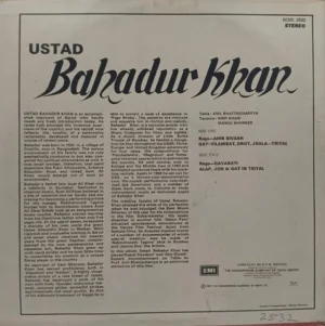 Ustad Bahadur Khan - ECSD 2532 - (Condition 90-95%) - Indian Classical Instrumental LP Vinyl Record