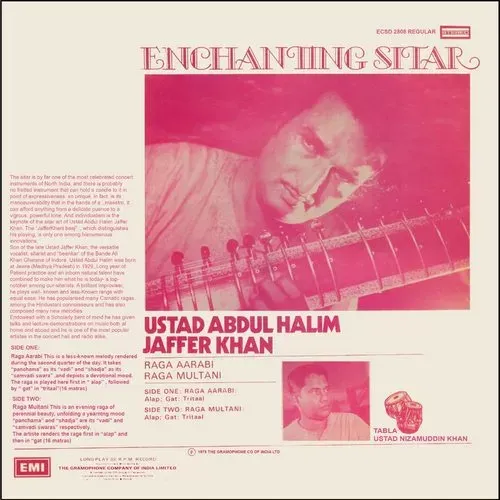 Abdul Halim Jaffer Khan - Enchanting Sitar - ECSD 2809 - CR - Indian Classical Instrumental LP Vinyl Record Abdul Halim Jaffer Khan - Enchanting Sitar - ECSD 2809 - CR - Indian Classical Instrumental LP Vinyl Record