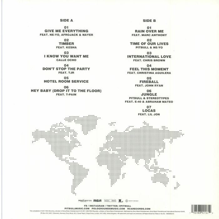 Pitbull – Greatest Hits - 196588 92161 – New Release English LP Vinyl Record Pitbull – Greatest Hits - 196588 92161 – New Release English LP Vinyl Record