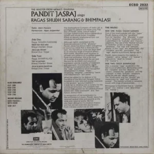 Jasraj Sings Ragas Sudh-Sarang & Bhimpalasi - ECSD 2832 - LP Record