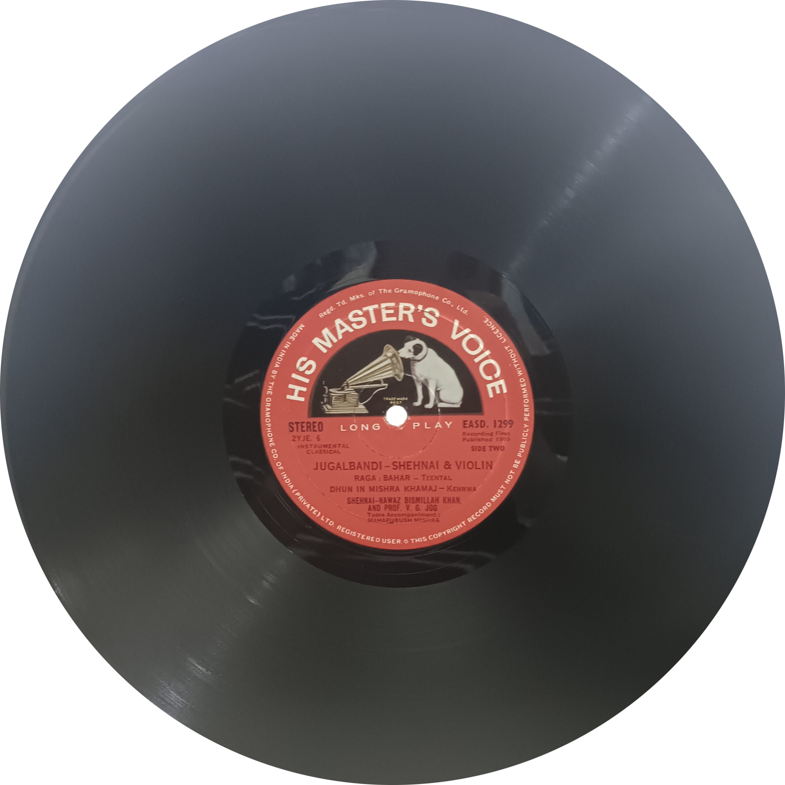 Bismillah Khan And V G Jog – Jugal Bandi - EASD 1299 - HRL - CR - (85-90%) - Indian Classical Instrumental LP Vinyl Record Bismillah Khan And V G Jog – Jugal Bandi - EASD 1299 - HRL - CR - (85-90%) - Indian Classical Instrumental LP Vinyl Record