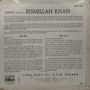 Bismillah Khan - EALP 1270 - (85-90%) - HRL - Indian Classical Instrumental LP Vinyl