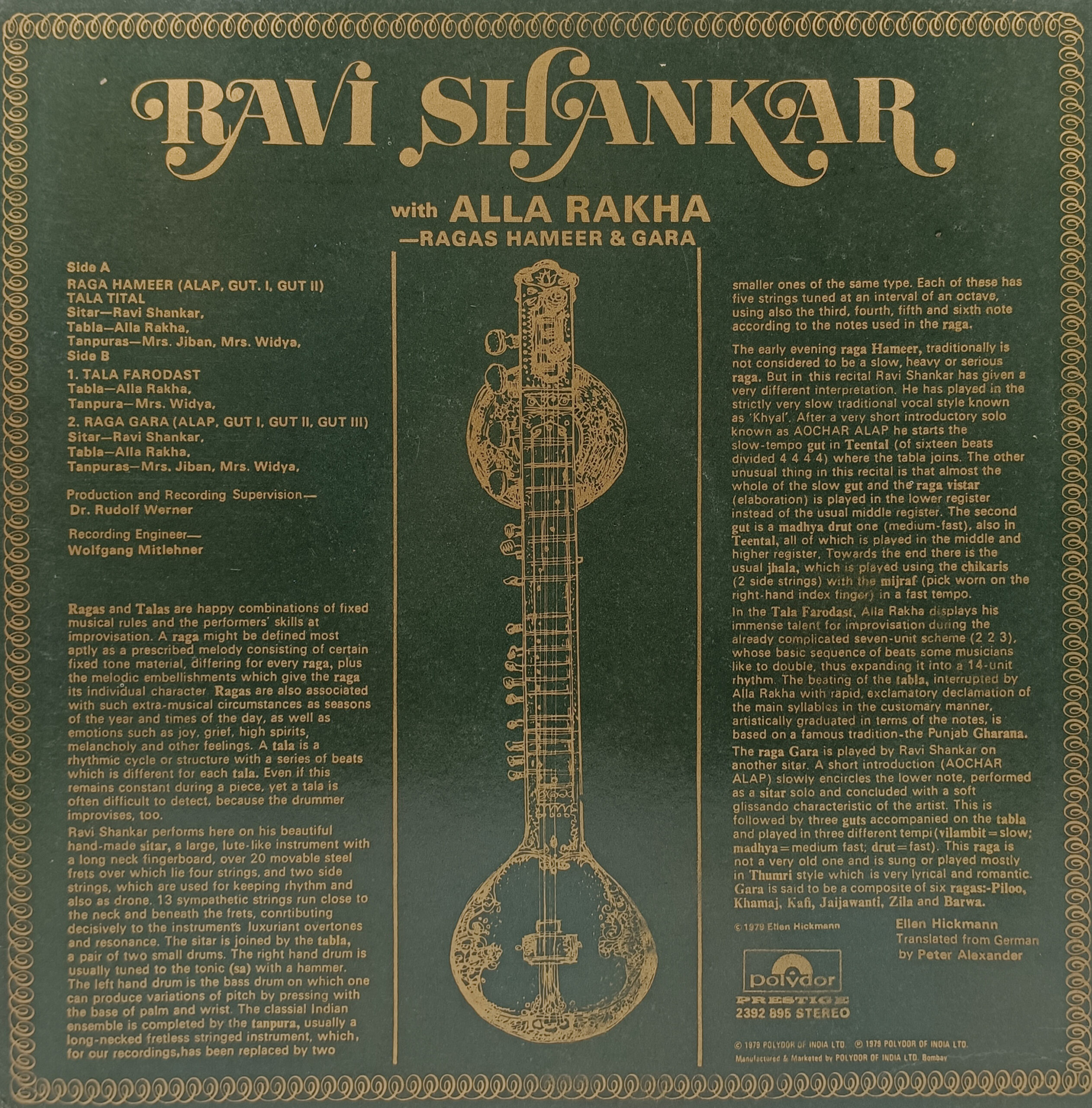 Ravi Shankar - 2392 895 - CBF - Indian Classical Instrumental LP Record Ravi Shankar - 2392 895 - CBF - Indian Classical Instrumental LP Record