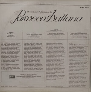 Parween Sultana - ECSD 2744 - Indian Classical Vocal LP Record