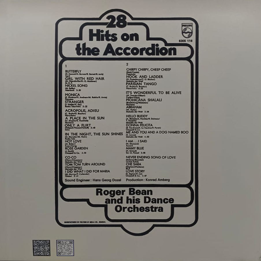 28 Hits On The Accordion - Roger Bean And His Dance - 6305 116 - CR - (90-95%) - English Instrumental LP Vinyl Record 28 Hits On The Accordion - Roger Bean And His Dance - 6305 116 - CR - (90-95%) - English Instrumental LP Vinyl Record