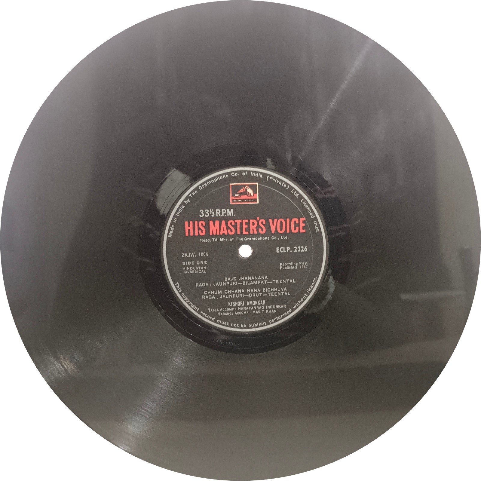 Kishori Amonkar - ECLP 2326 - HMV Black Label - Cover Reprinted - (Condition 90-95%) - Indian Classical Vocal LP Vinyl Record Kishori Amonkar - ECLP 2326 - HMV Black Label - Cover Reprinted - (Condition 90-95%) - Indian Classical Vocal LP Vinyl Record