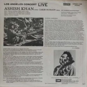 Ashish Khan - Concert Live at Los Angeles - S/EMGE 11008 - (85-90%) - Indian Classical Instrumental LP Vinyl Record