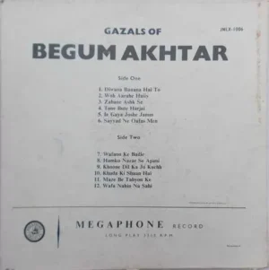 Begum Akhtar - Gazals Of - JNLX 1006 - (Condition 80-85%) - Gazals LP Vinyl Record