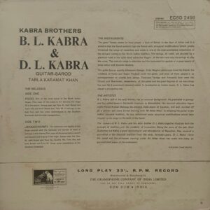 Kabra Brothers - ECSD 2466 – HBL – (85-90%) - Indian Classical Instrumental LP Vinyl