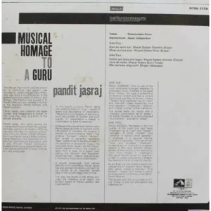 Jasraj - Musical Homage To A Guru - ECSD 2739 - (Condition - 90-95%) - LP Record