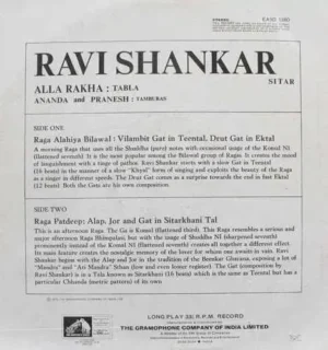 Ravi Shankar - EASD 1380 - Indian Classical Instrumental LP Vinyl Record