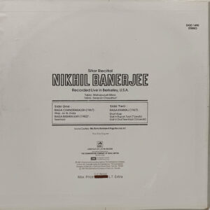 Nikhil Banerjee - Live At Berkeley - EASD 1490 - Indian Classical Instrumental LP Vinyl Record