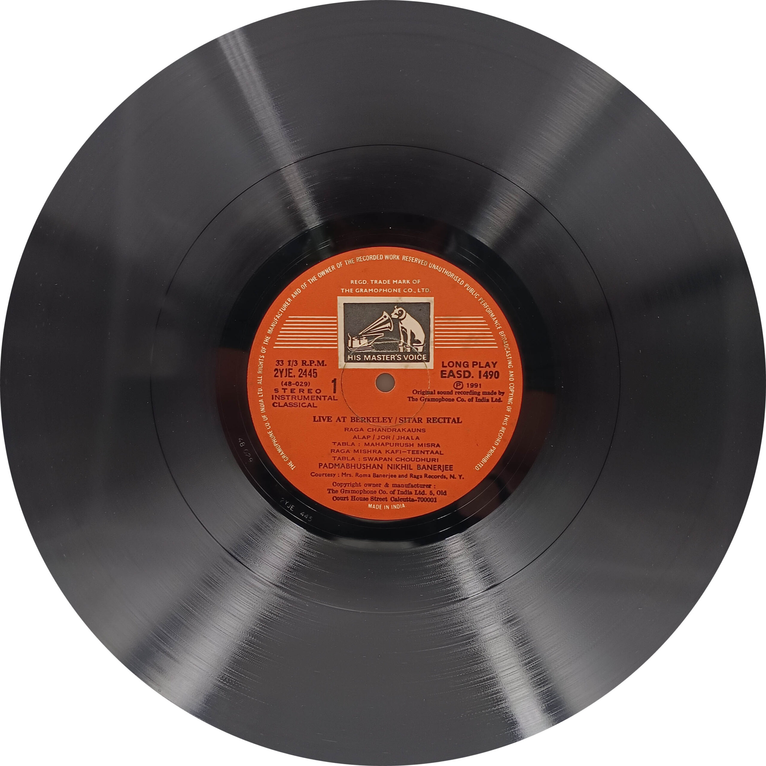 Nikhil Banerjee - Live At Berkeley - EASD 1490 - Indian Classical Instrumental LP Vinyl Record Nikhil Banerjee - Live At Berkeley - EASD 1490 - Indian Classical Instrumental LP Vinyl Record