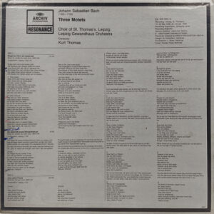 Johann Sebastian Bach - Three Motets - 2547 009 – Western Classical LP Vinyl Record