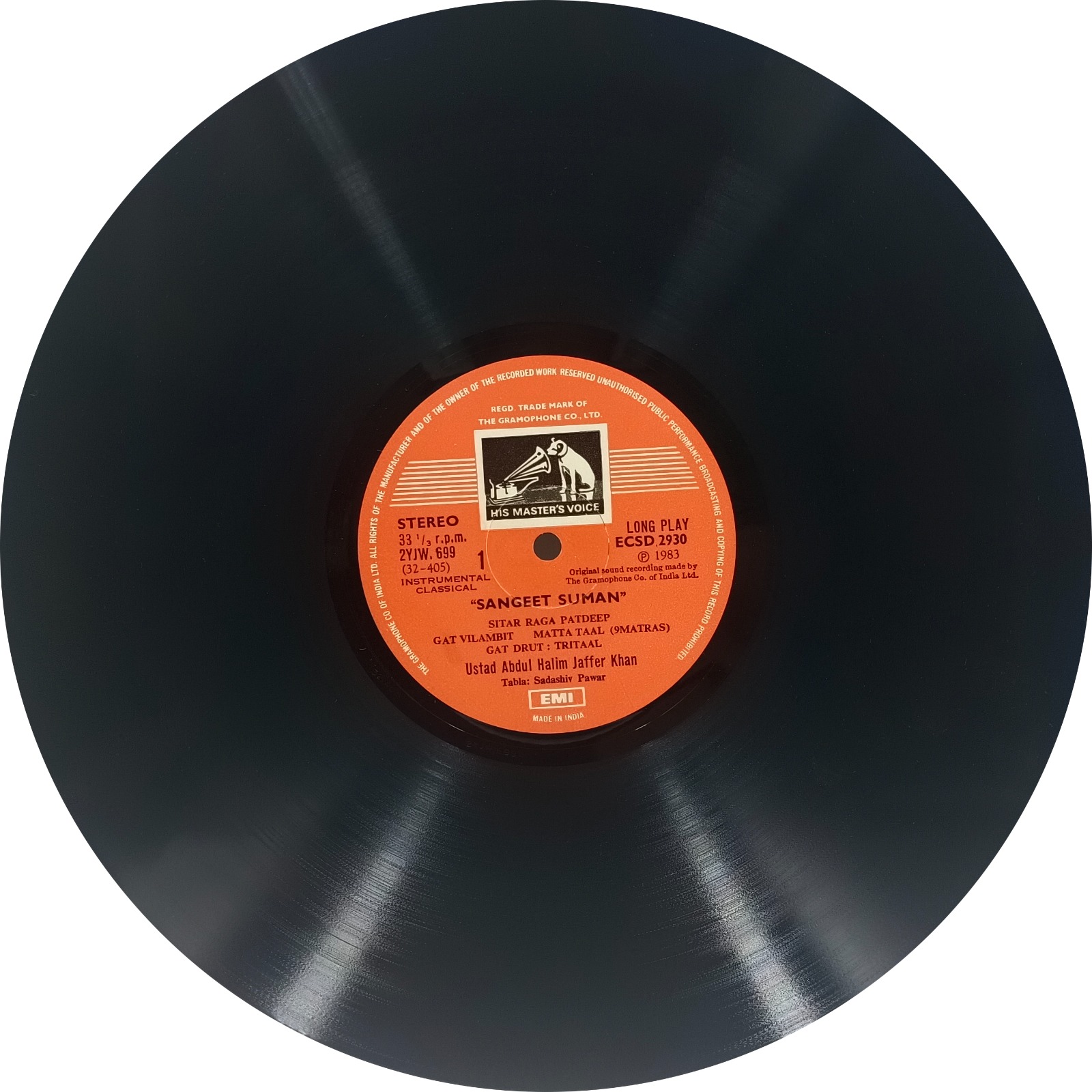 Abdul Halim Jaffer Khan - Sangeet Suman - ECSD 2930 - Indian Classical Instrumental LP Vinyl Record Abdul Halim Jaffer Khan - Sangeet Suman - ECSD 2930 - Indian Classical Instrumental LP Vinyl Record