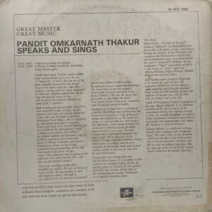 Omkarnath Thakur - 33ECX 3303 - (85-90%) - HBL - Indian Classical Vocal LP Vinyl