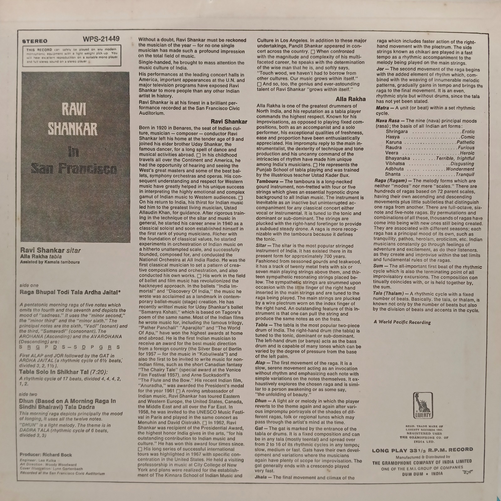 Ravi Shankar - WPS 21449 - Indian Classical Instrumental LP Vinyl Ravi Shankar - WPS 21449 - Indian Classical Instrumental LP Vinyl