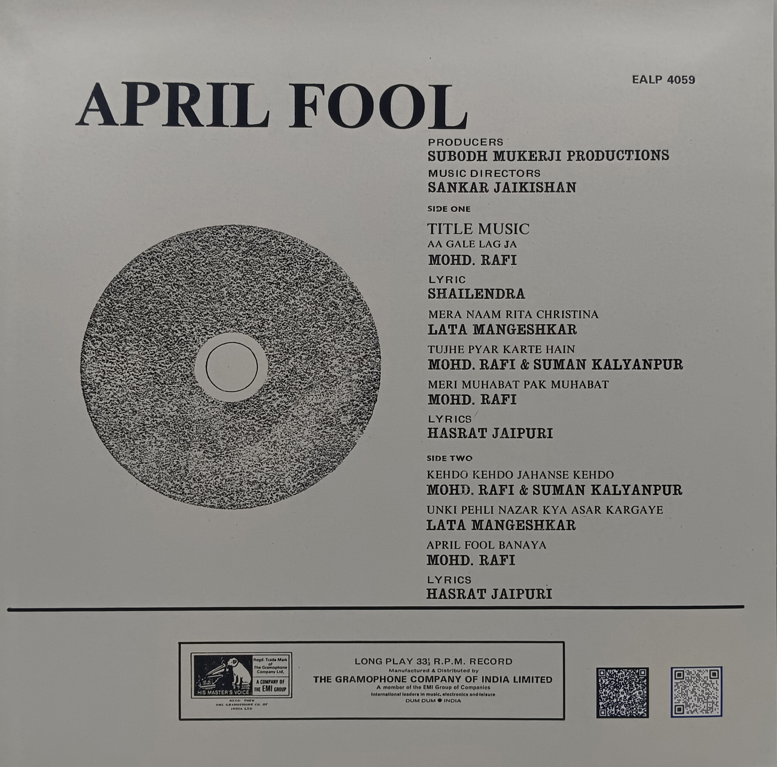 April Fool - EALP 4059 - (85-90%) - CR - Bollywood LP Vinyl Record April Fool - EALP 4059 - (85-90%) - CR - Bollywood LP Vinyl Record