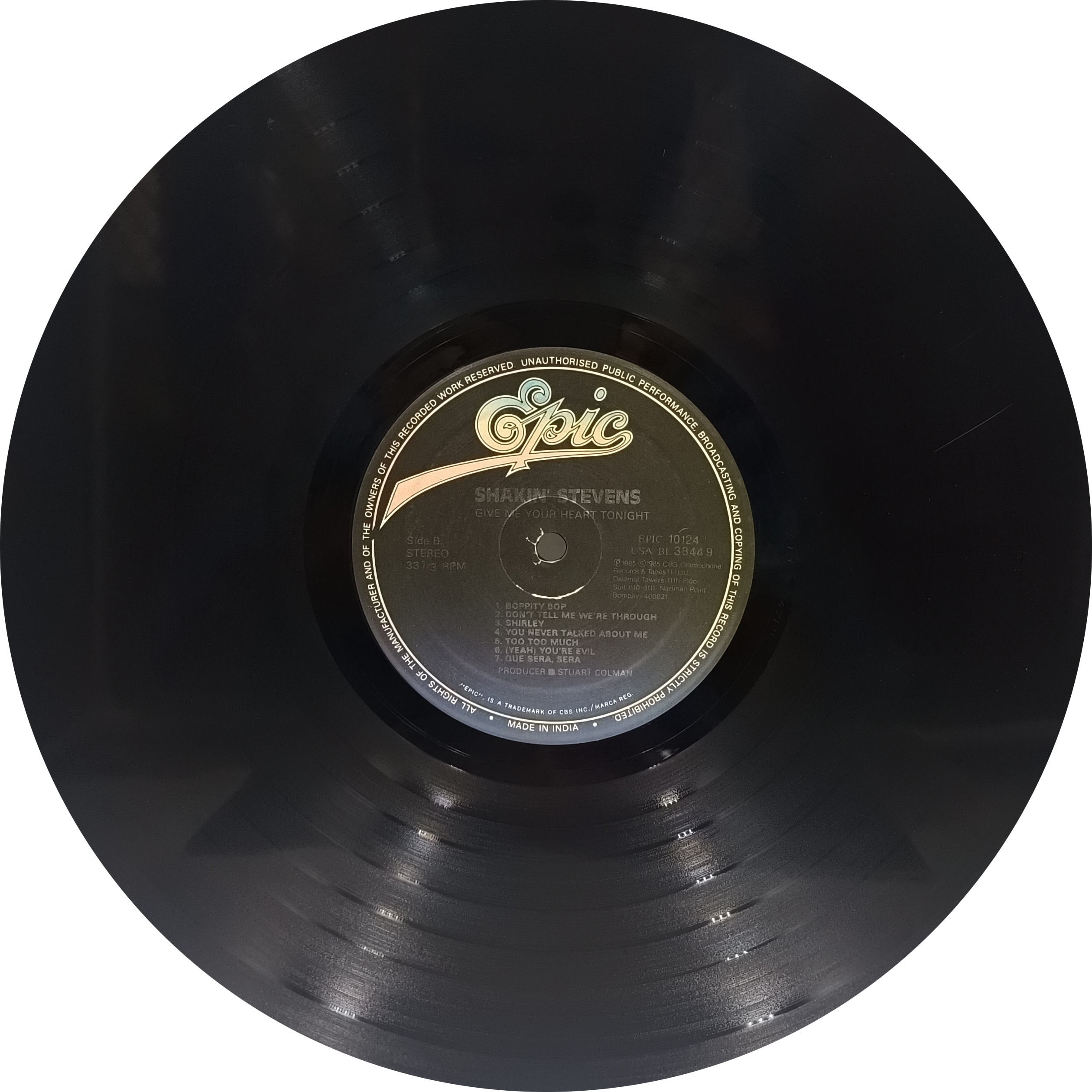 Shakin Stevens - Give Me Your Heart Tonight - EPIC 10124 - (90-95%) - Cover Reprinted - English LP Vinyl Shakin Stevens - Give Me Your Heart Tonight - EPIC 10124 - (90-95%) - Cover Reprinted - English LP Vinyl