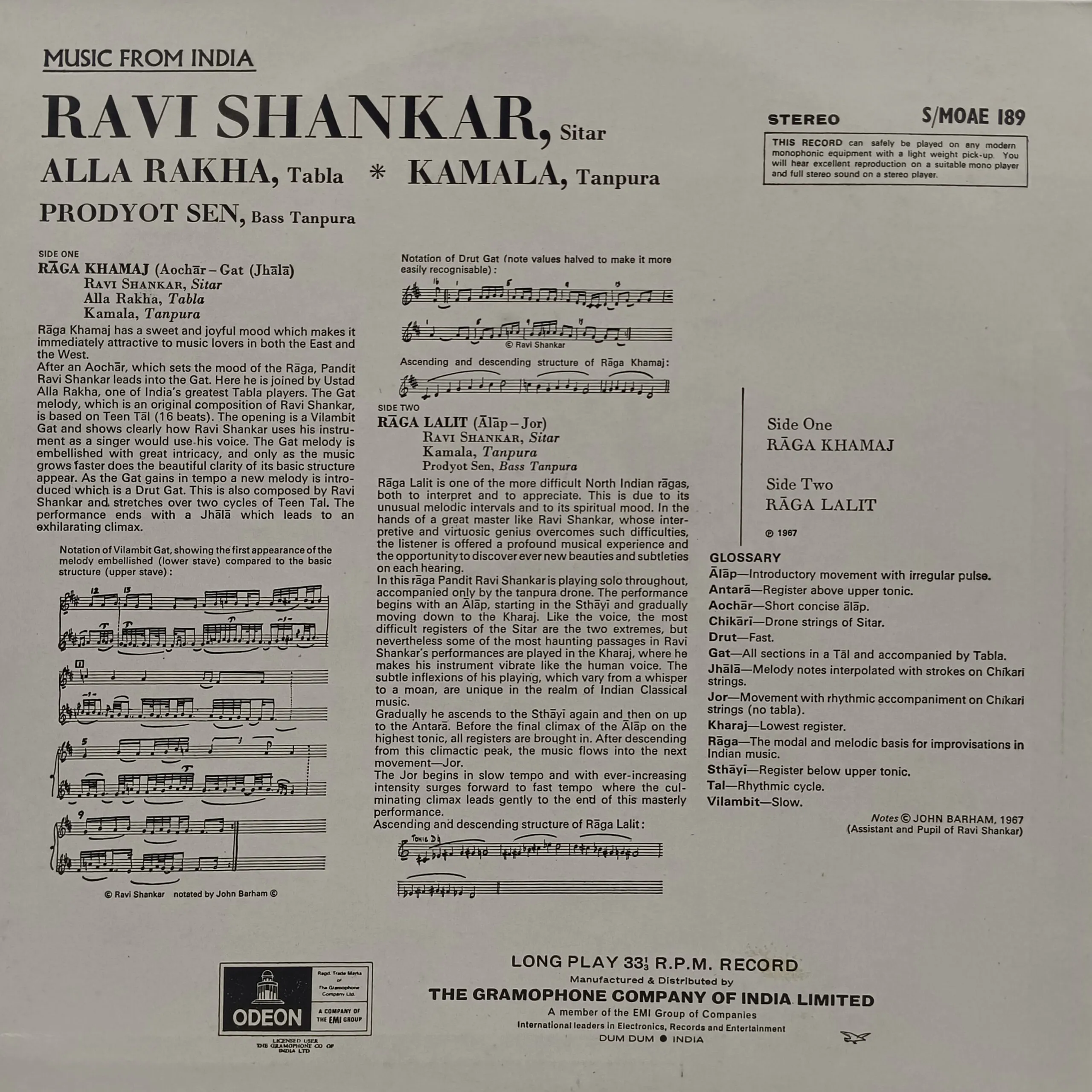 Ravi Shankar – S/MOAE 189 - Indian Classical Instrumental LP Vinyl Record Ravi Shankar – S/MOAE 189 - Indian Classical Instrumental LP Vinyl Record