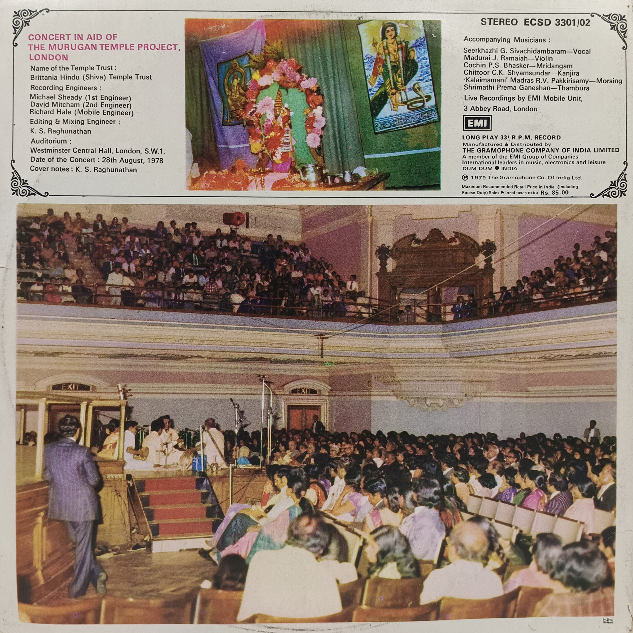 Seerkhazhi S. Govindarajan - Live Westminster Central Hall London - ECSD 3301 - 2LP Set - Devotional LP Vinyl Record.jpg Seerkhazhi S. Govindarajan - Live Westminster Central Hall London - ECSD 3301 - 2LP Set - Devotional LP Vinyl Record