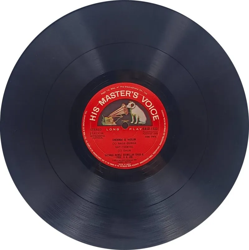 Bismillah Khan & V. G. Jog - EASD 1322 - HMV Red Label - LP Indian Classical Instrumental Record Bismillah Khan & V. G. Jog - EASD 1322 - HMV Red Label - LP Indian Classical Instrumental Record