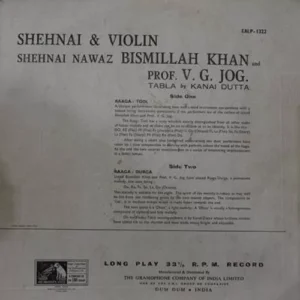 Bismillah Khan & V. G. Jog - EASD 1322 - HMV Red Label - LP Indian Classical Instrumental Record