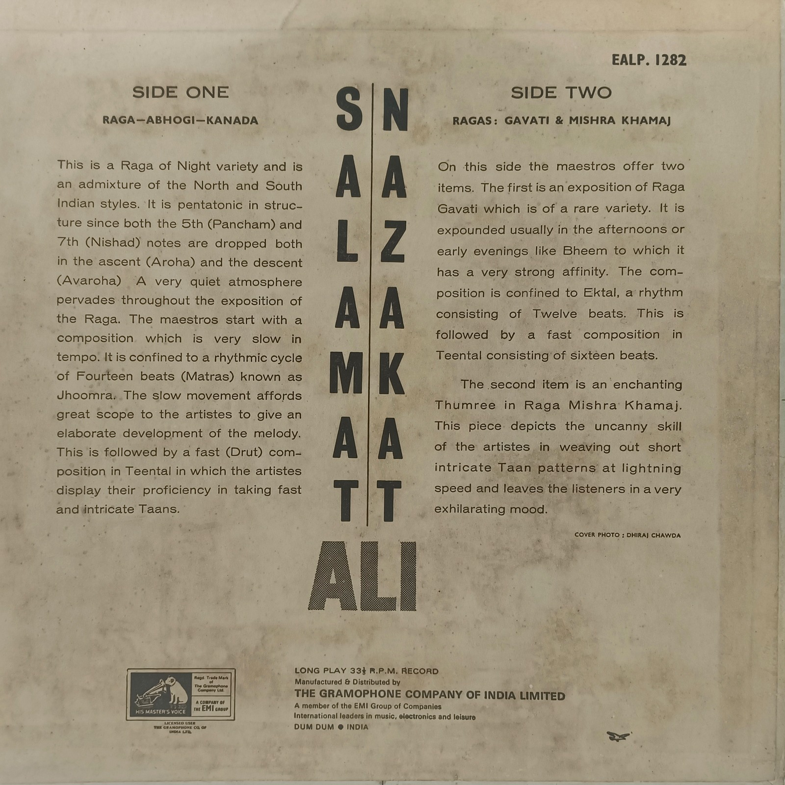 Nazakat Ali Khan & Salamat Ali Khan - EALP 1282 - LP Record Nazakat Ali Khan & Salamat Ali Khan - EALP 1282 - LP Record
