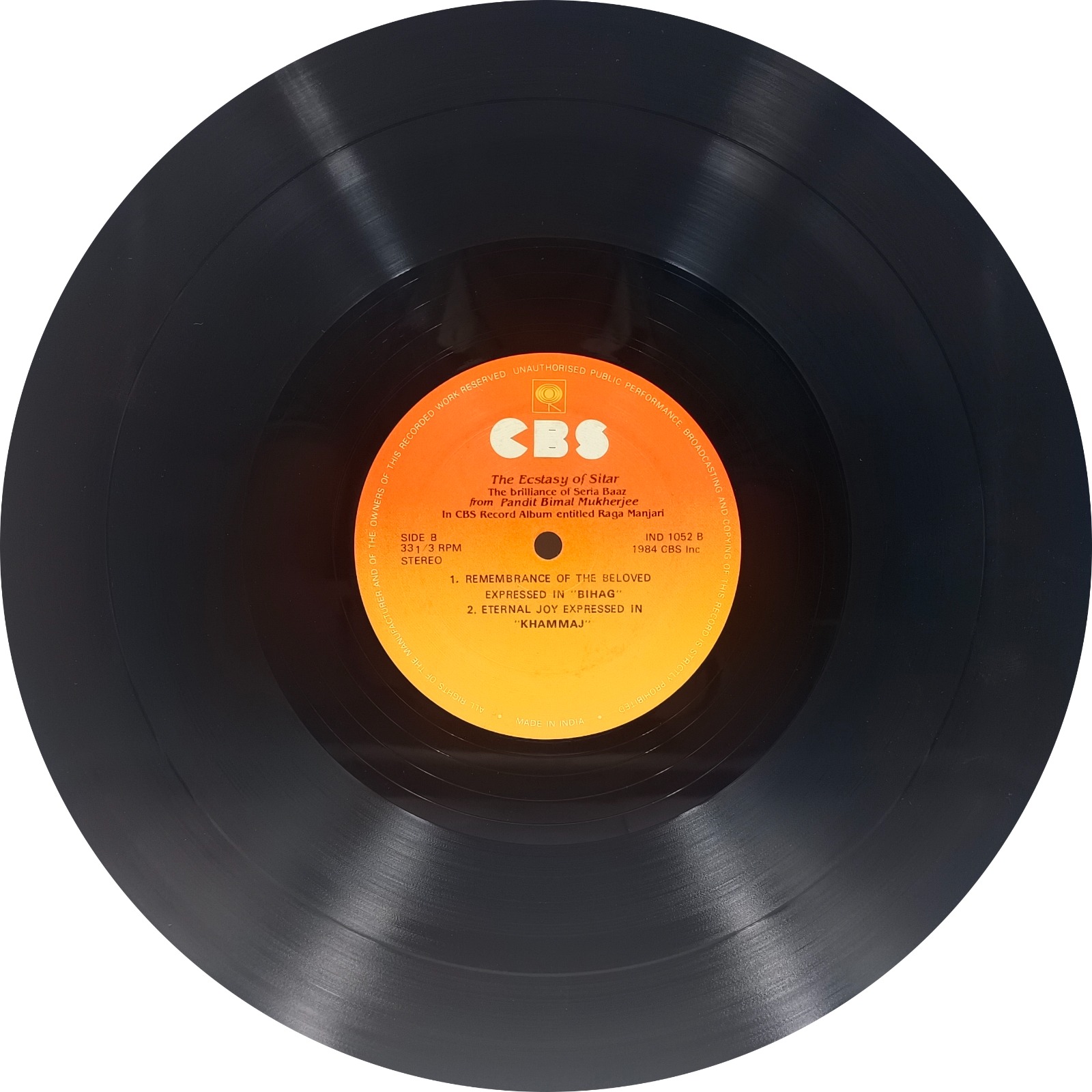 Bimal Mukherjee - The Ecstasy Of Sitar - IND 1052 - (85-90%) - Indian Classical Instrumental LP Vinyl Record Bimal Mukherjee - The Ecstasy Of Sitar - IND 1052 - (85-90%) - Indian Classical Instrumental LP Vinyl Record