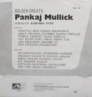 Pankaj Mullick - Golden Greats - EALP 1349 - HRL - (90-95%) - Bengali LP Vinyl Record
