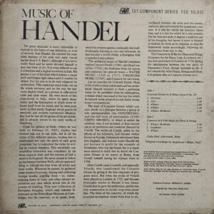 Luciano Rosada - Music of Handel - FCS 50031 - Western Classical LP Vinyl Record