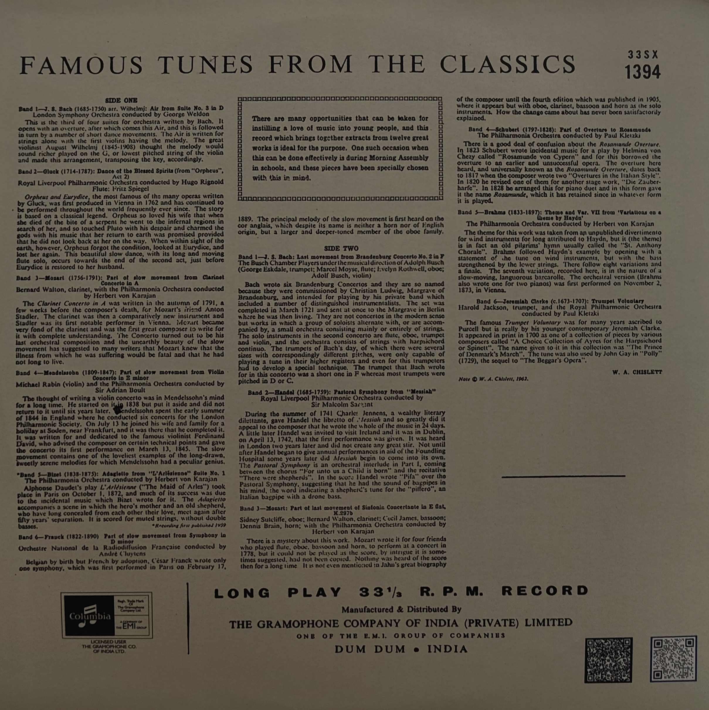 Famous Tunes from The Classics - 33SX 1394 - (80-85%) - Western Classical Record Famous Tunes from The Classics - 33SX 1394 - (80-85%) - Western Classical Record