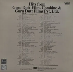 Hits From Guru Dutt Films - ECLP 5816 - CR - (90-95%) - Film Hits LP Vinyl Record