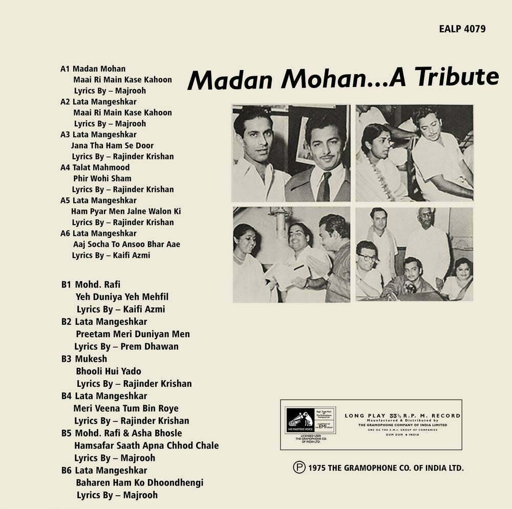 Madan Mohan - A Tribute - EALP 4079 - (Condition 90-95%) - Cover Reprinted - LP Record Madan Mohan - A Tribute - EALP 4079 - (Condition 90-95%) - Cover Reprinted - LP Record